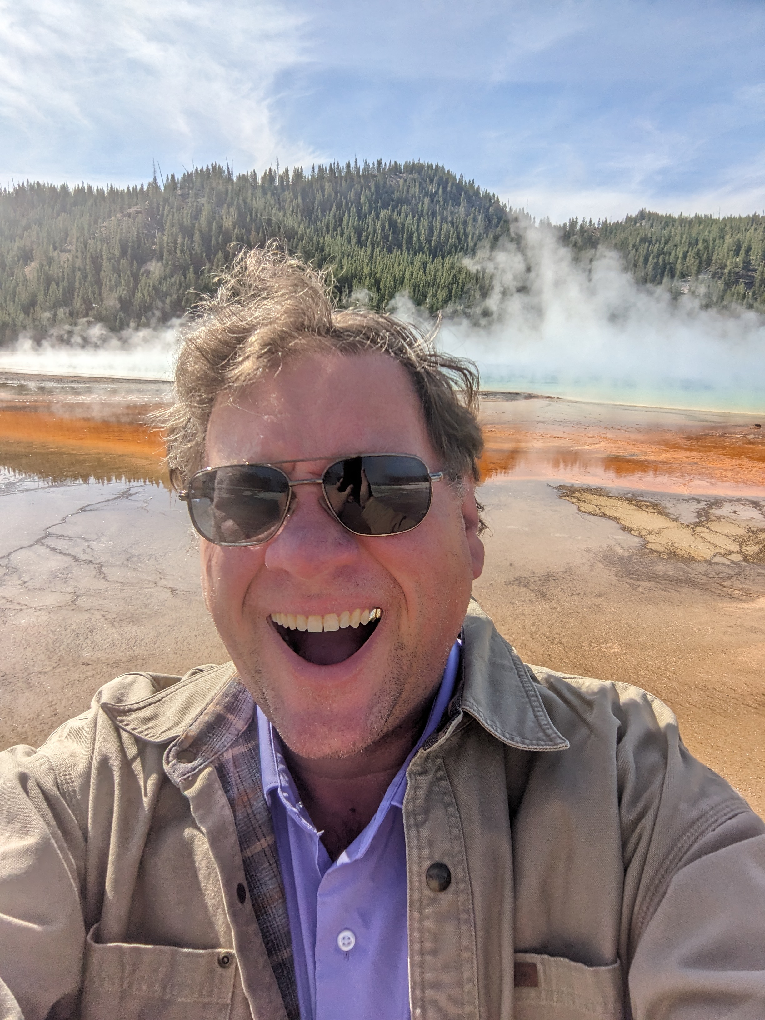 Bill Finney at Grand Prismatic Spring in Yellowstone National Park